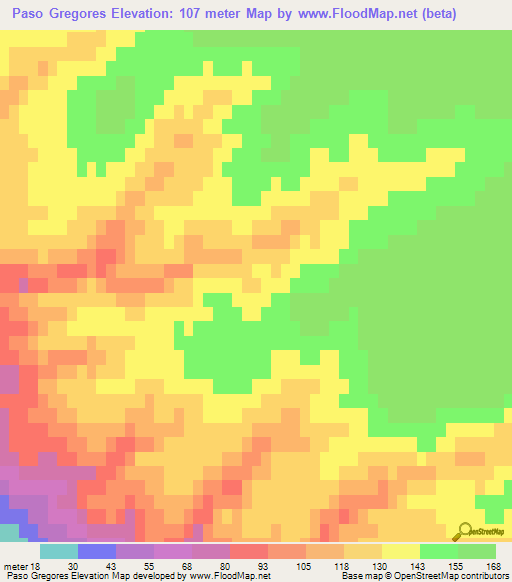 Paso Gregores,Argentina Elevation Map