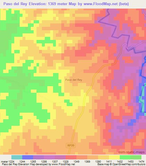 Paso del Rey,Argentina Elevation Map