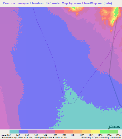 Paso de Ferreyra,Argentina Elevation Map