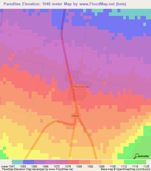 Pareditas,Argentina Elevation Map