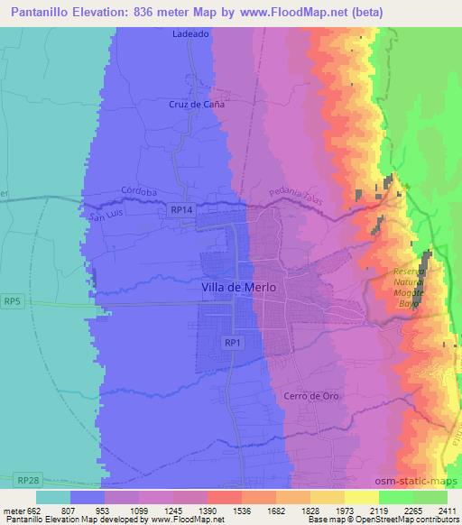 Pantanillo,Argentina Elevation Map
