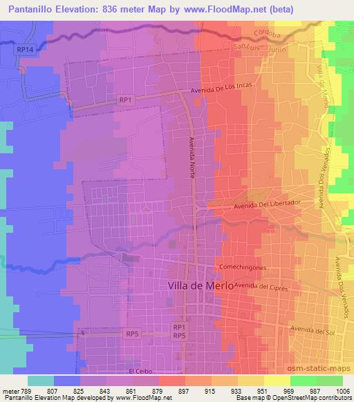 Pantanillo,Argentina Elevation Map