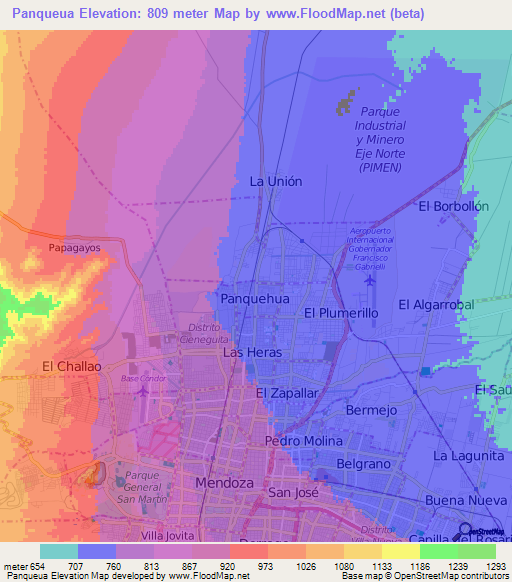 Panqueua,Argentina Elevation Map