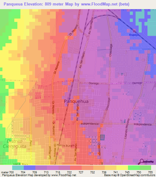 Panqueua,Argentina Elevation Map