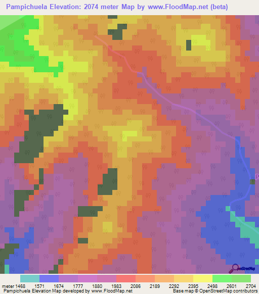 Pampichuela,Argentina Elevation Map