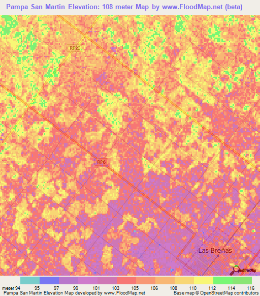 Pampa San Martin,Argentina Elevation Map