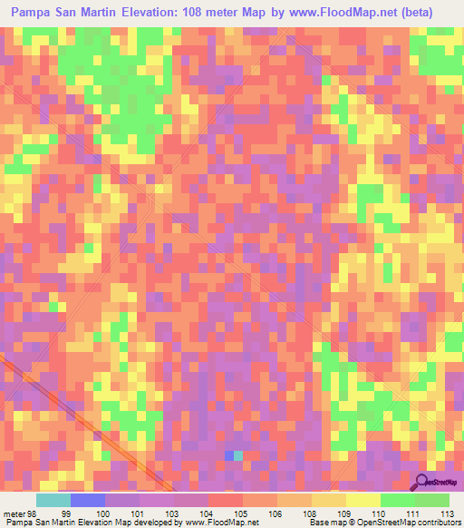 Pampa San Martin,Argentina Elevation Map