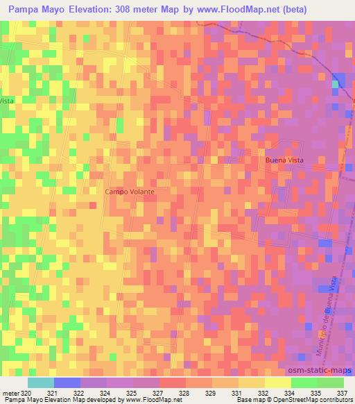 Pampa Mayo,Argentina Elevation Map
