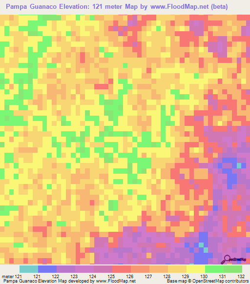 Pampa Guanaco,Argentina Elevation Map