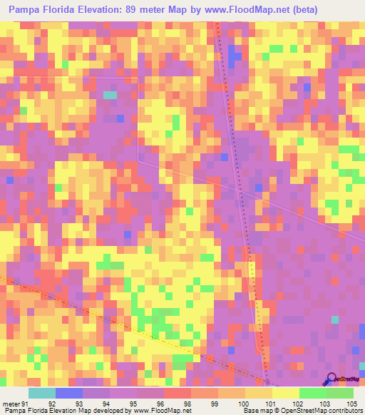Pampa Florida,Argentina Elevation Map
