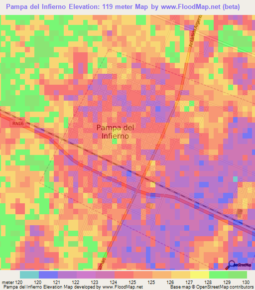 Pampa del Infierno,Argentina Elevation Map
