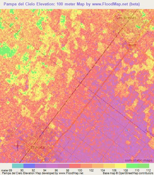 Pampa del Cielo,Argentina Elevation Map