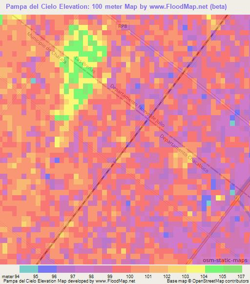 Pampa del Cielo,Argentina Elevation Map