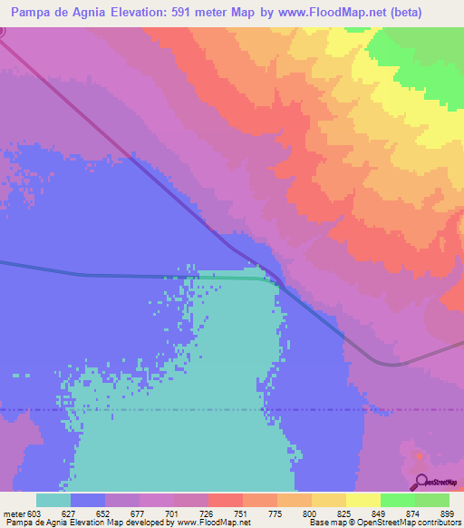 Pampa de Agnia,Argentina Elevation Map