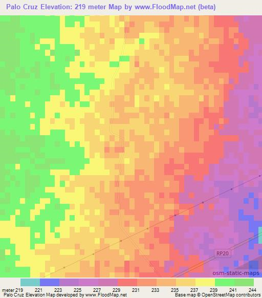 Palo Cruz,Argentina Elevation Map