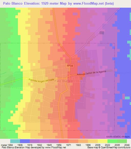 Palo Blanco,Argentina Elevation Map