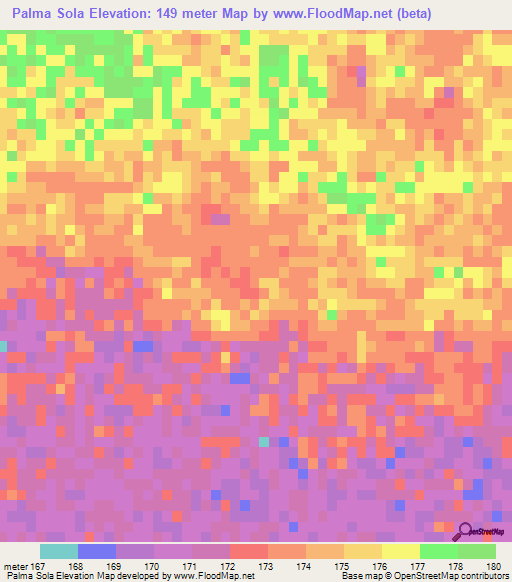 Palma Sola,Argentina Elevation Map
