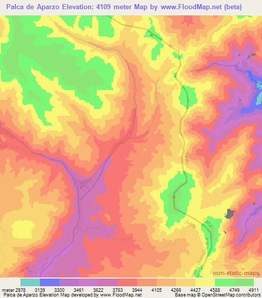 Palca de Aparzo,Argentina Elevation Map