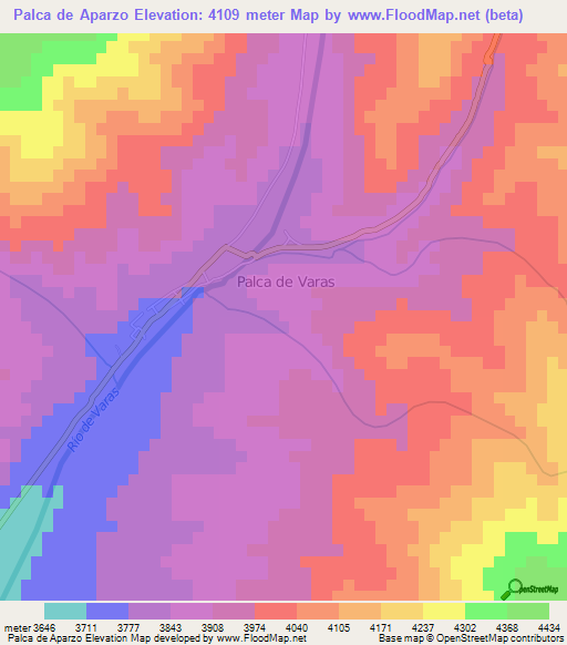 Palca de Aparzo,Argentina Elevation Map