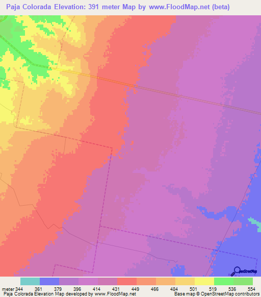 Paja Colorada,Argentina Elevation Map
