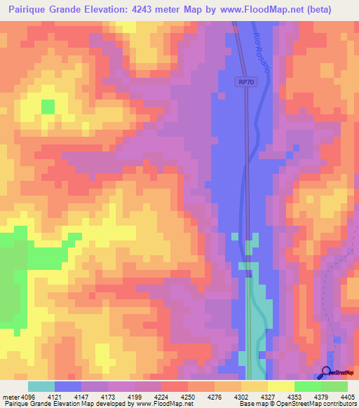 Pairique Grande,Argentina Elevation Map
