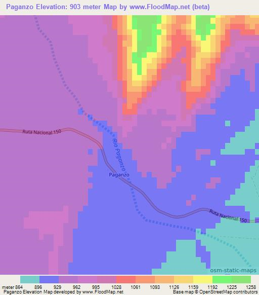 Paganzo,Argentina Elevation Map
