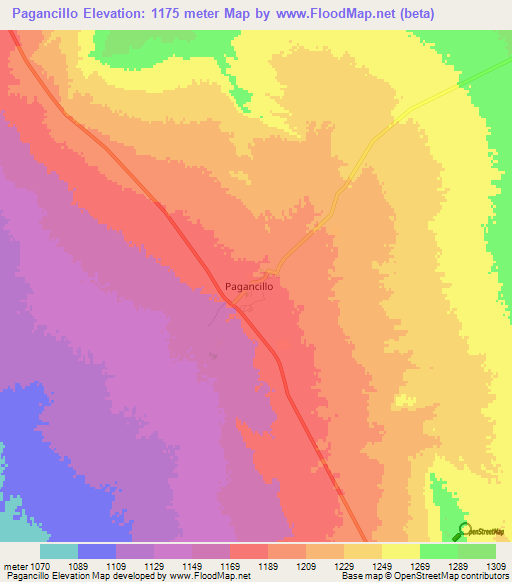 Pagancillo,Argentina Elevation Map