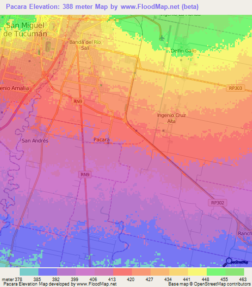 Pacara,Argentina Elevation Map