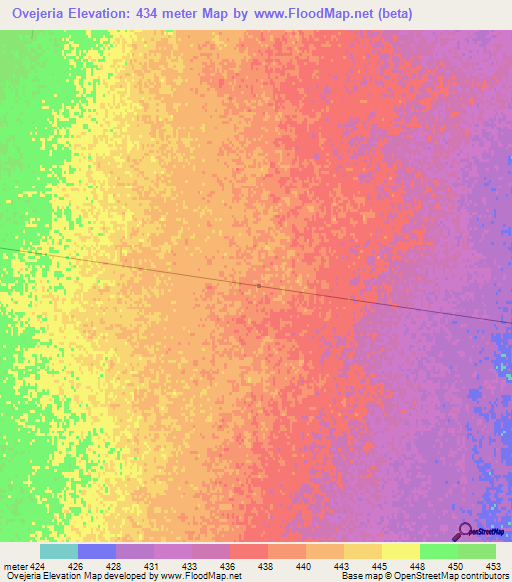 Ovejeria,Argentina Elevation Map