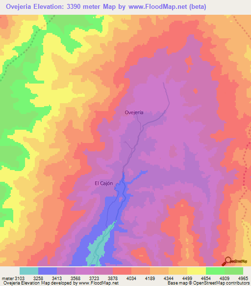 Ovejeria,Argentina Elevation Map