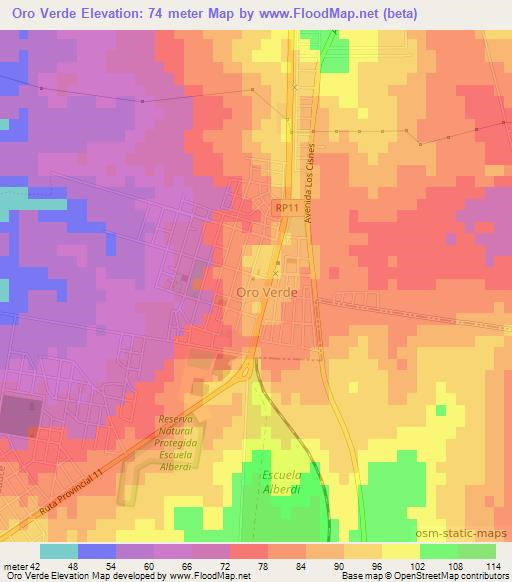Oro Verde,Argentina Elevation Map