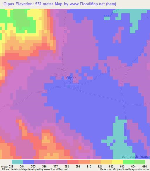 Olpas,Argentina Elevation Map