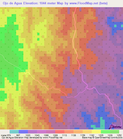 Ojo de Agua,Argentina Elevation Map