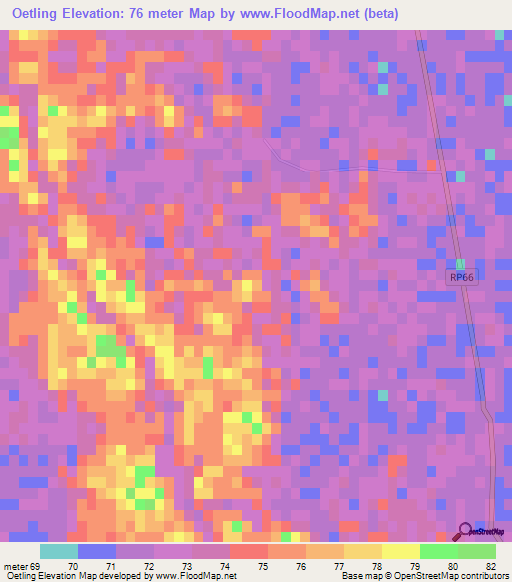 Oetling,Argentina Elevation Map