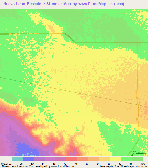 Nuevo Leon,Argentina Elevation Map