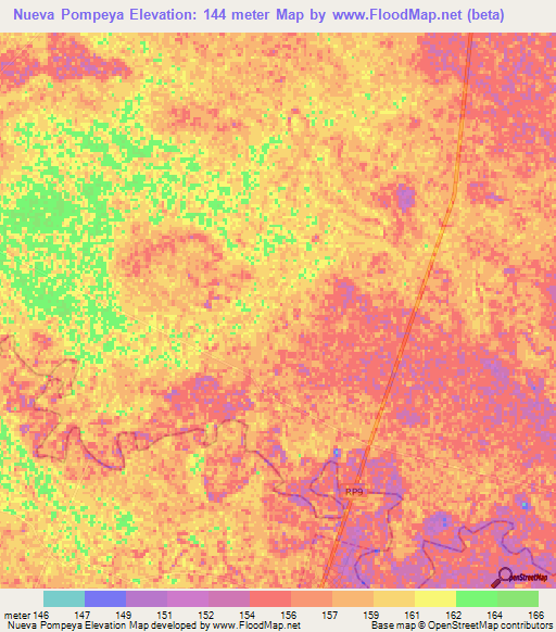 Nueva Pompeya,Argentina Elevation Map