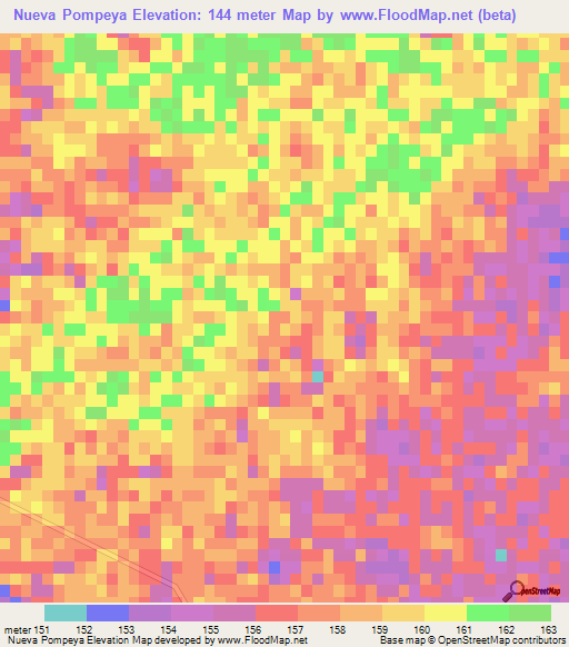 Nueva Pompeya,Argentina Elevation Map