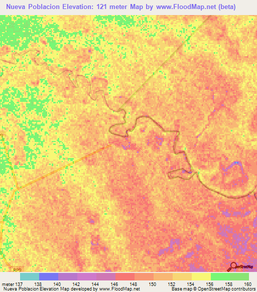 Nueva Poblacion,Argentina Elevation Map
