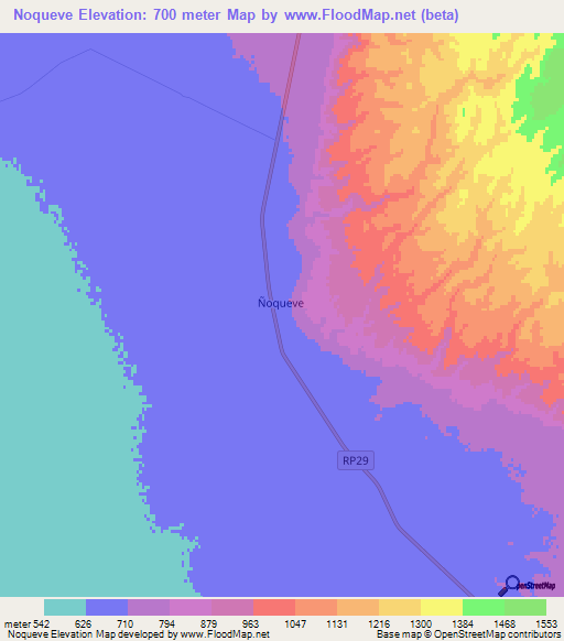 Noqueve,Argentina Elevation Map