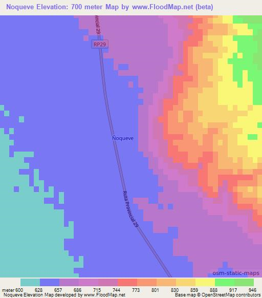 Noqueve,Argentina Elevation Map
