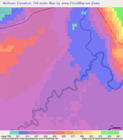 Nirihuau,Argentina Elevation Map