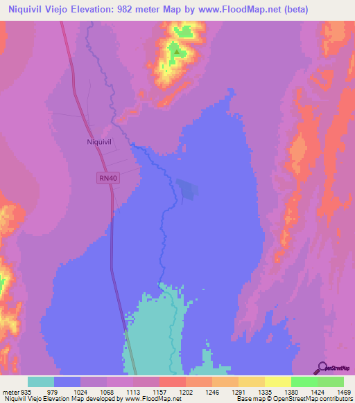Niquivil Viejo,Argentina Elevation Map