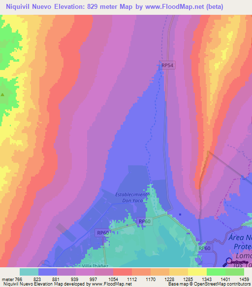 Niquivil Nuevo,Argentina Elevation Map