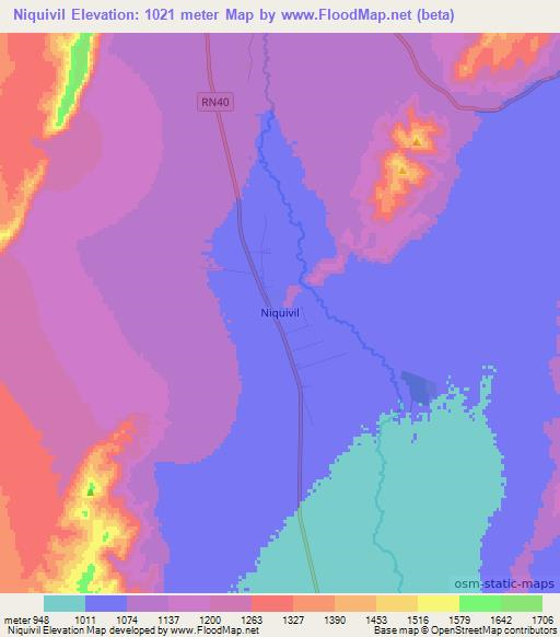 Niquivil,Argentina Elevation Map