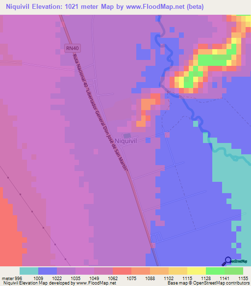 Niquivil,Argentina Elevation Map
