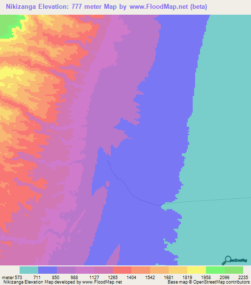 Nikizanga,Argentina Elevation Map