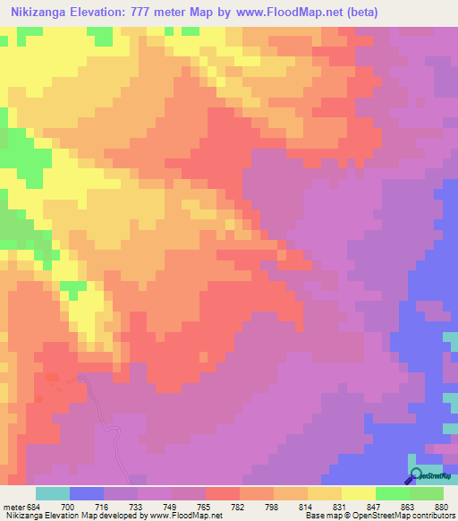Nikizanga,Argentina Elevation Map