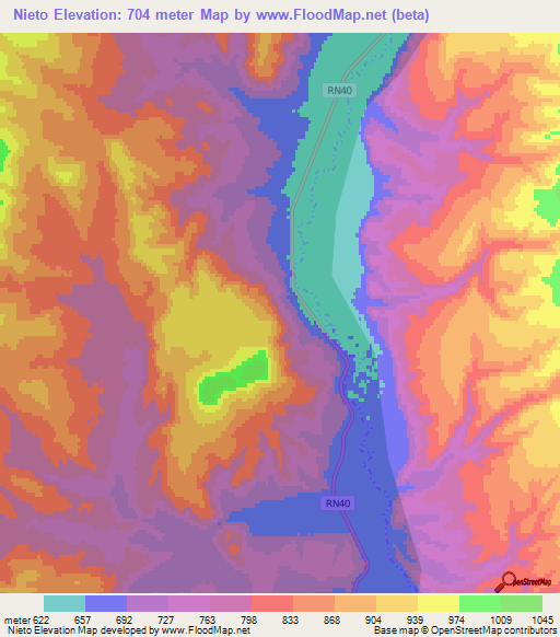 Nieto,Argentina Elevation Map