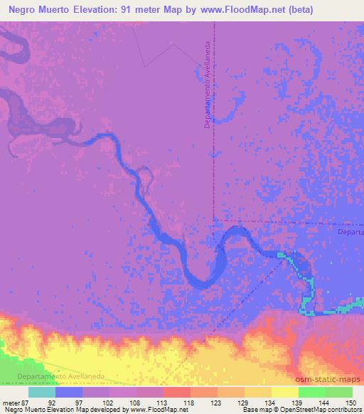 Negro Muerto,Argentina Elevation Map