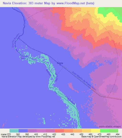 Navia,Argentina Elevation Map